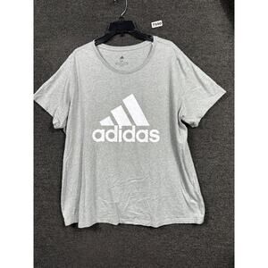Adidas Shirt Womens 3X Gray Logo Graphic Athletic Short Sleeve Cotton T-Shirt